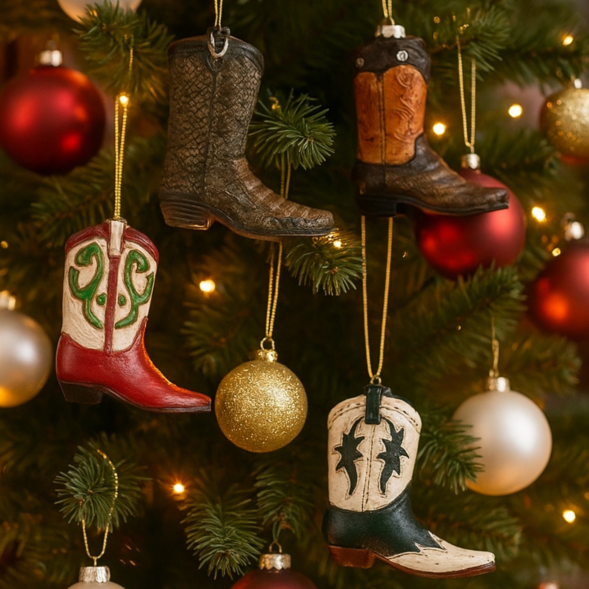 Cowboy Boot Christmas Ornaments