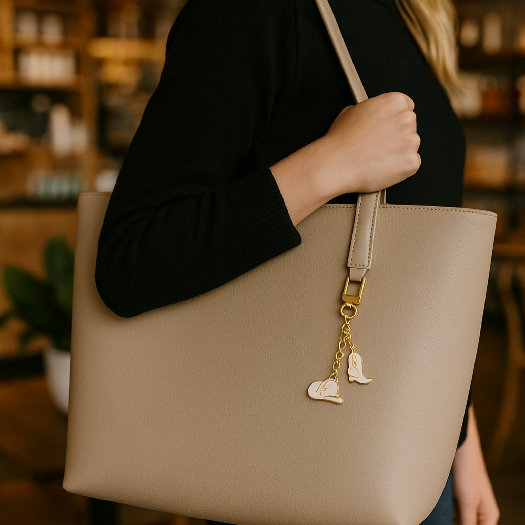 Cowboy Purse Charm / Keychain | Black or White