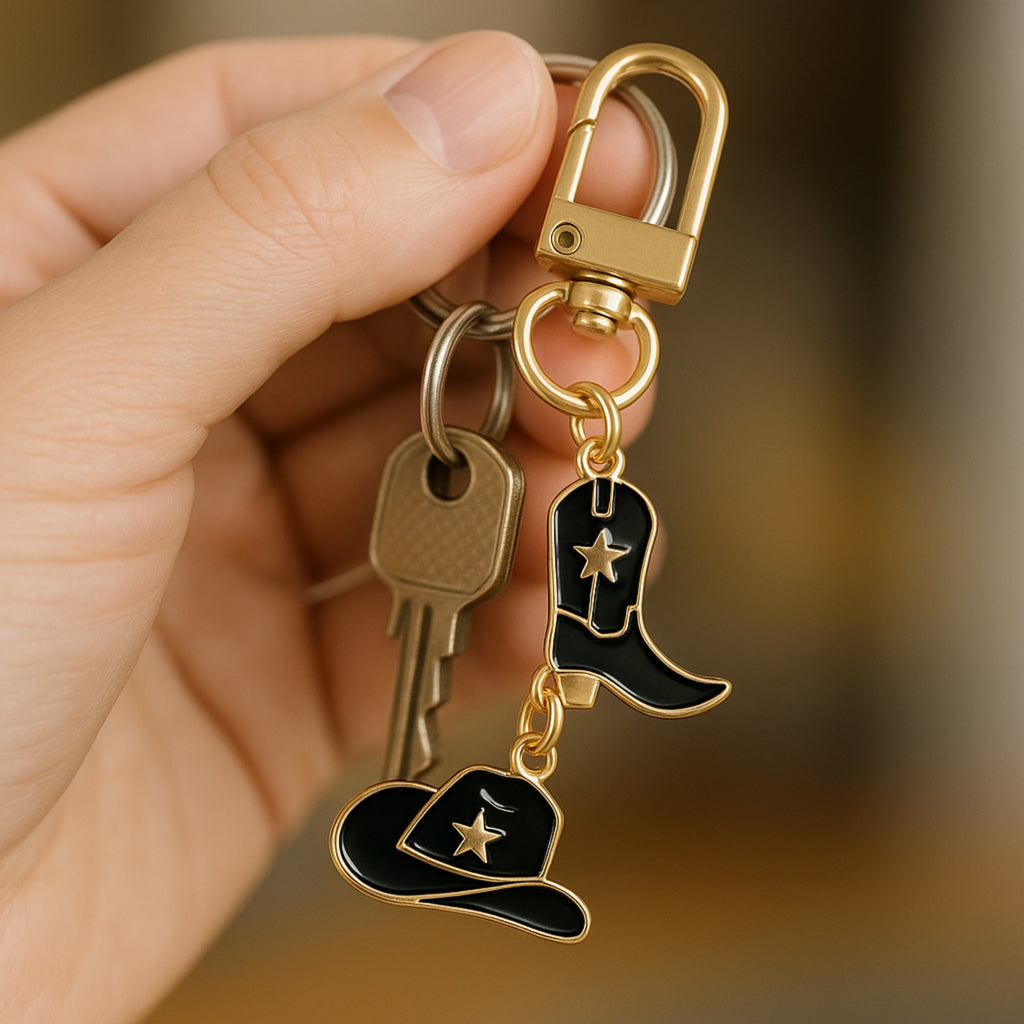 Cowboy Purse Charm / Keychain | Black or White